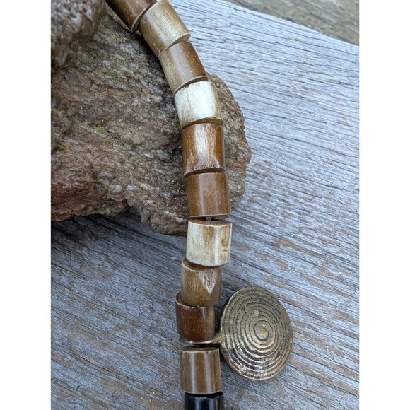 Vintage Brass Tribal Necklace: Beaded Ethnic Necklace - Picture 3 of 11